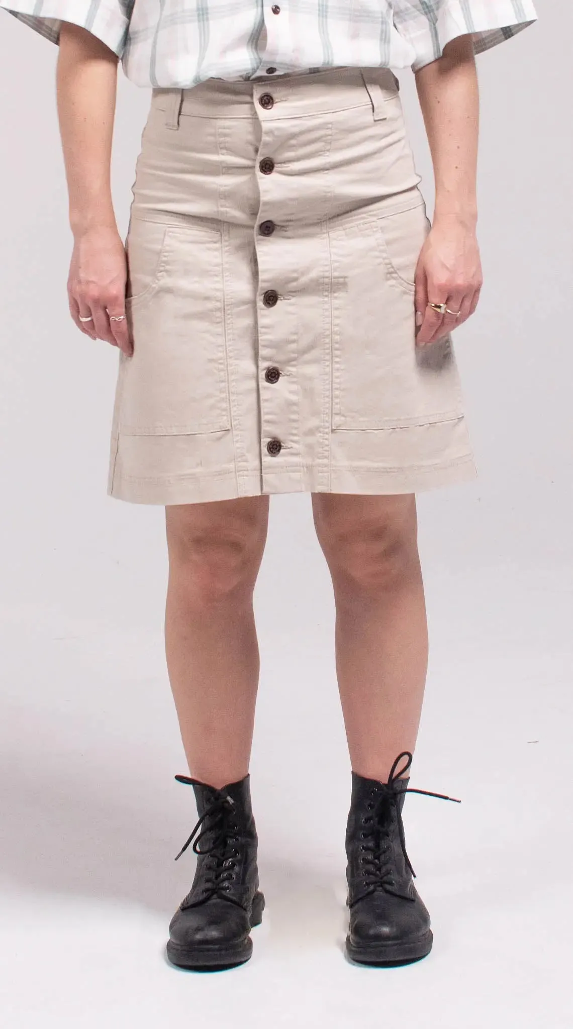 Yarra A-Line Denim Skirt - Ecru