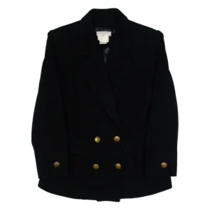 YVES SAINT LAURENT Womens Pea Jacket Black Wool 90s L