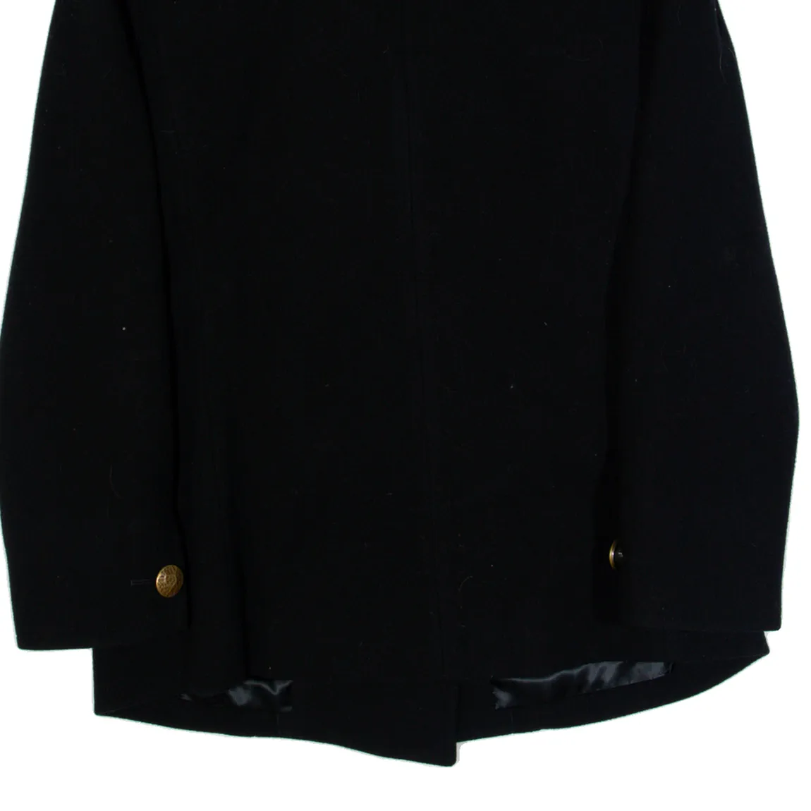 YVES SAINT LAURENT Womens Pea Jacket Black Wool 90s L