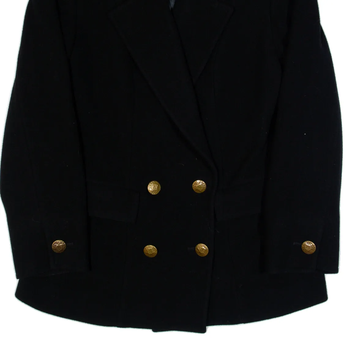 YVES SAINT LAURENT Womens Pea Jacket Black Wool 90s L