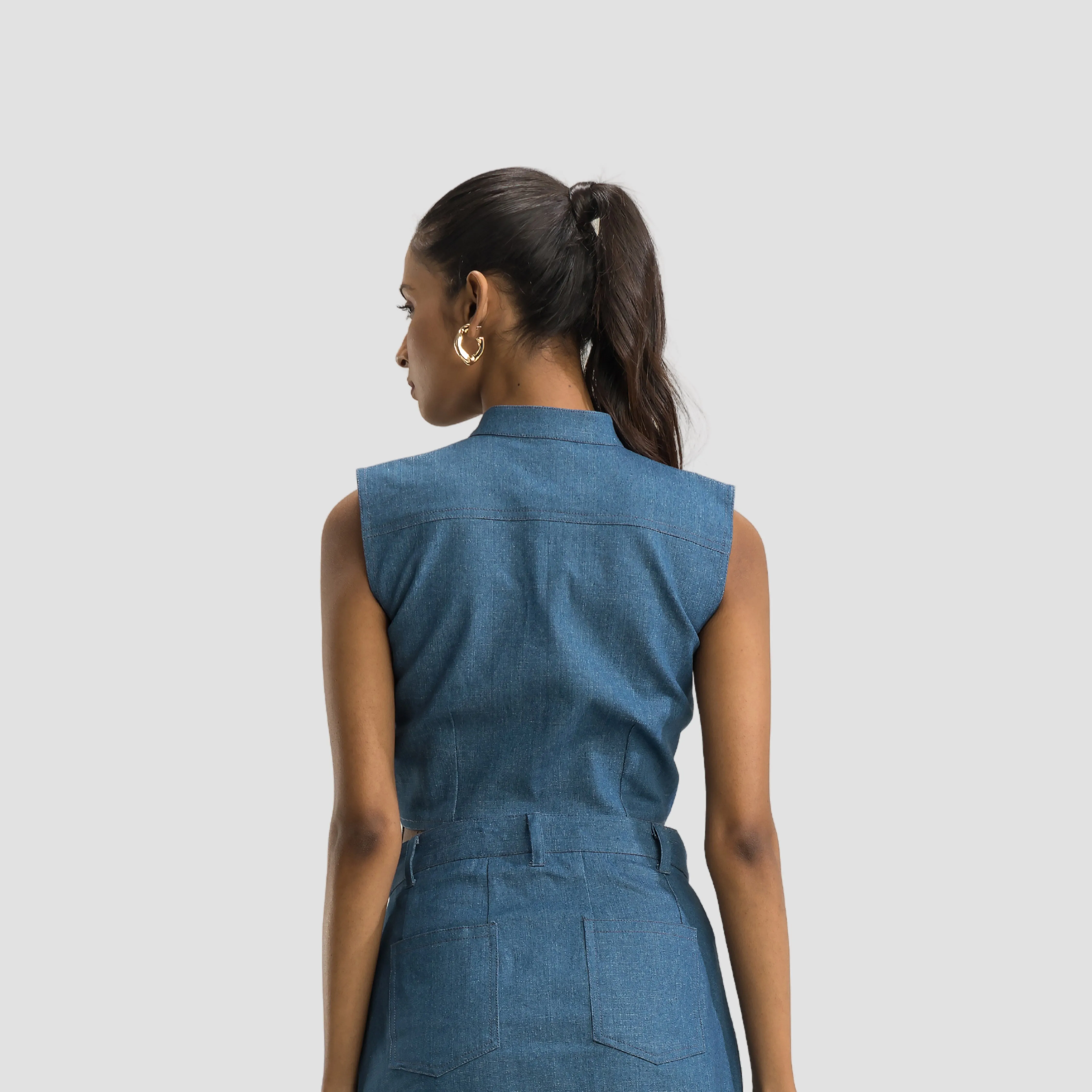 Zip Up Denim Top